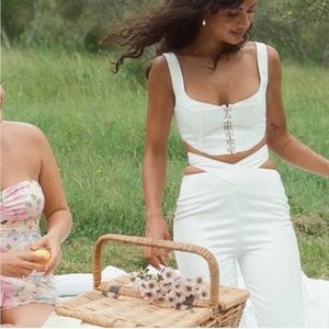 Nwt Princess Polly wild about you set curve white high waisted pants sz 16